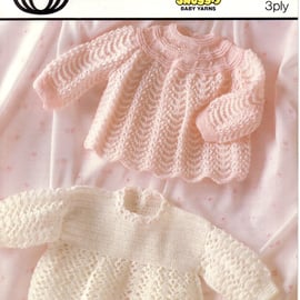 Vintage Knitting Pattern 3334: from Sirdar, 2 Baby Dresses, Knit and Crochet