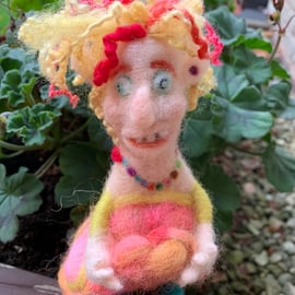 Cancan, Art Doll, Felt Lady, Felt Girl, Needle Felted, Troll, Ugly, wool figure