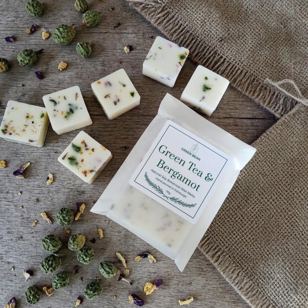 Green Tea & Bergamot Botanical Soy Wax Melts - Scented Wax Melts - Gift For Her