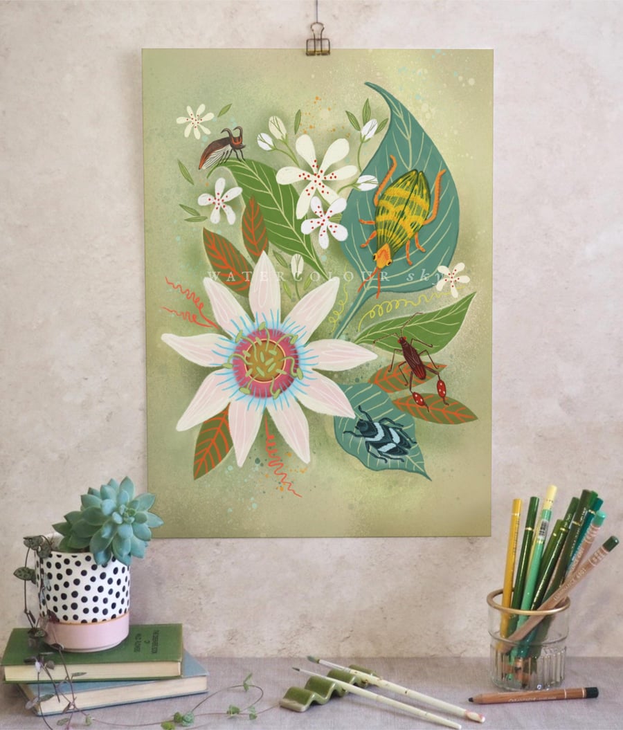 Floral & Beetles Old Masters Art Print - Folksy