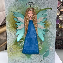 Quirky Christmas angel Christmas card