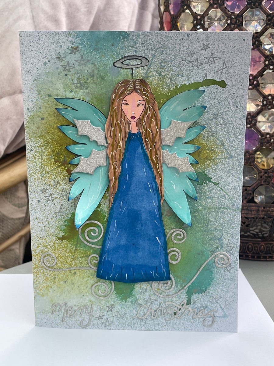 Quirky Christmas angel Christmas card