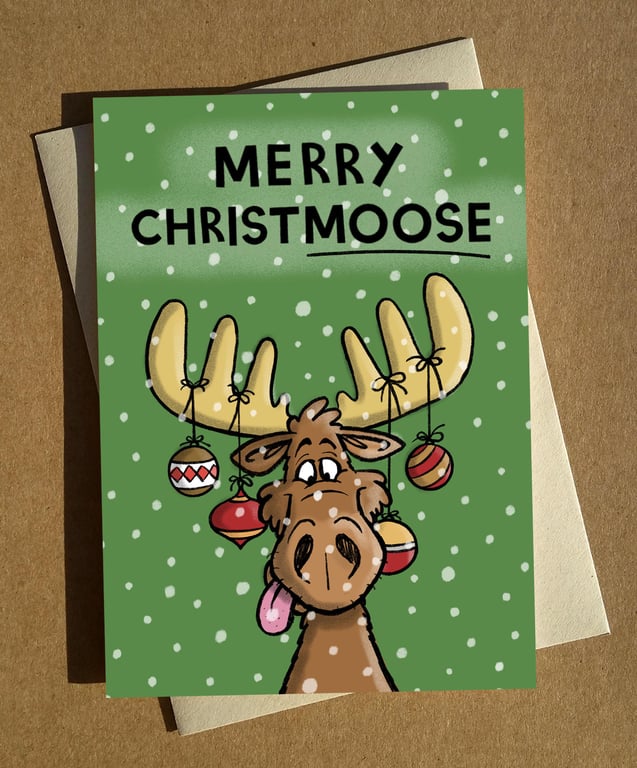 Moose Pun Christmas Card A6 - Merry ChristMoose