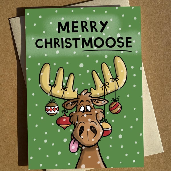 Moose Pun Christmas Card A6 - Merry ChristMoose