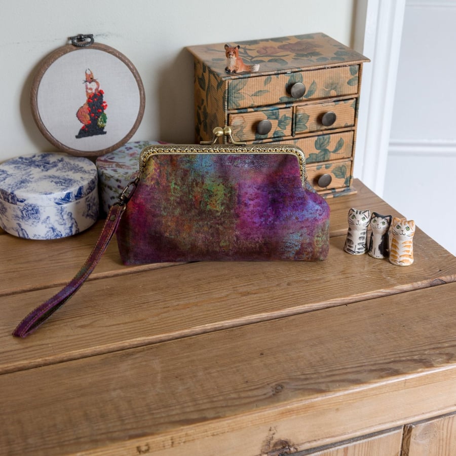 Wristlet purse or small clutch made with Liberty of London tana lawn