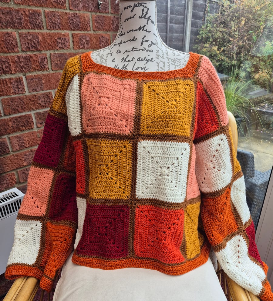 Handmade Crochet  Patchwork Jumper 