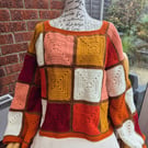 Handmade Crochet  Patchwork Jumper 
