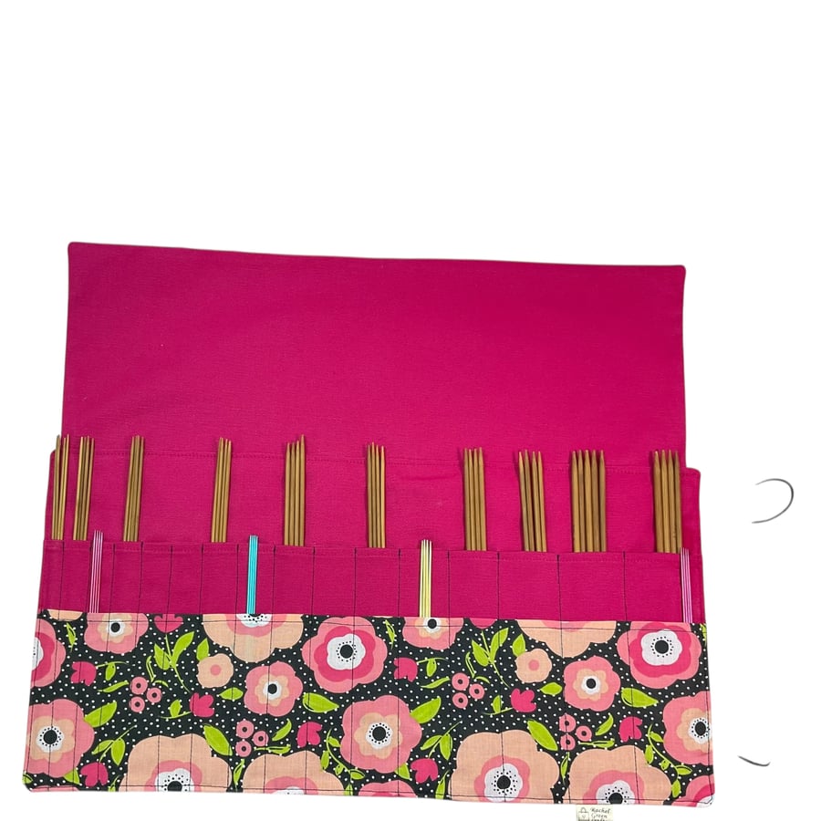 Double pointed case, floral DPN Case, knitting needle case, crochet hook case, 