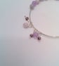Silver Sliding Adjustable Bracelet with Morganite Beads & Crystals, Gift for Her - Image 7