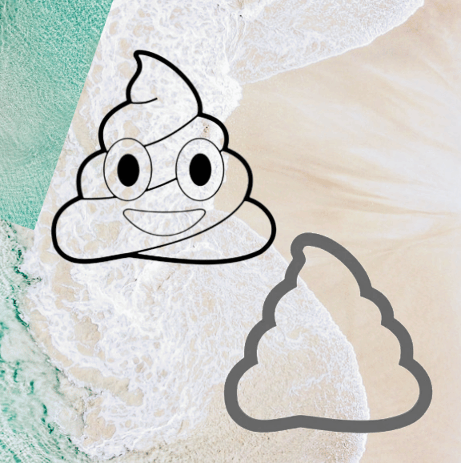 Poop Emoji Cookie Cutter and Imprint