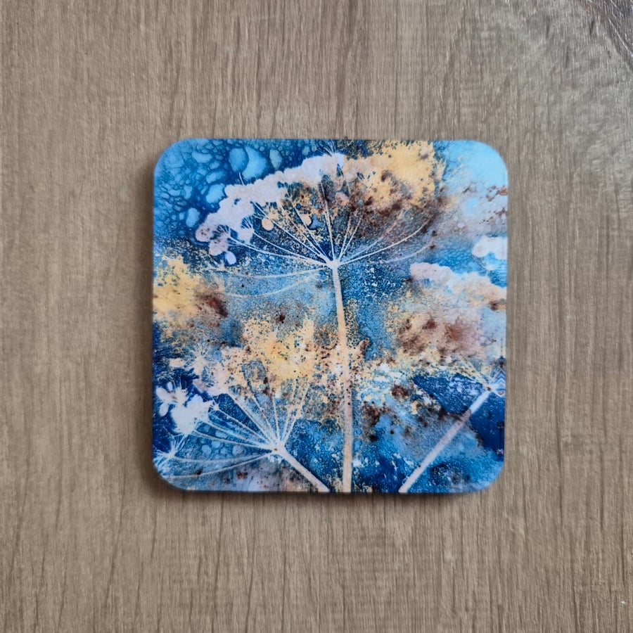 Umbellifer Sculptures Cyanotype Coaster