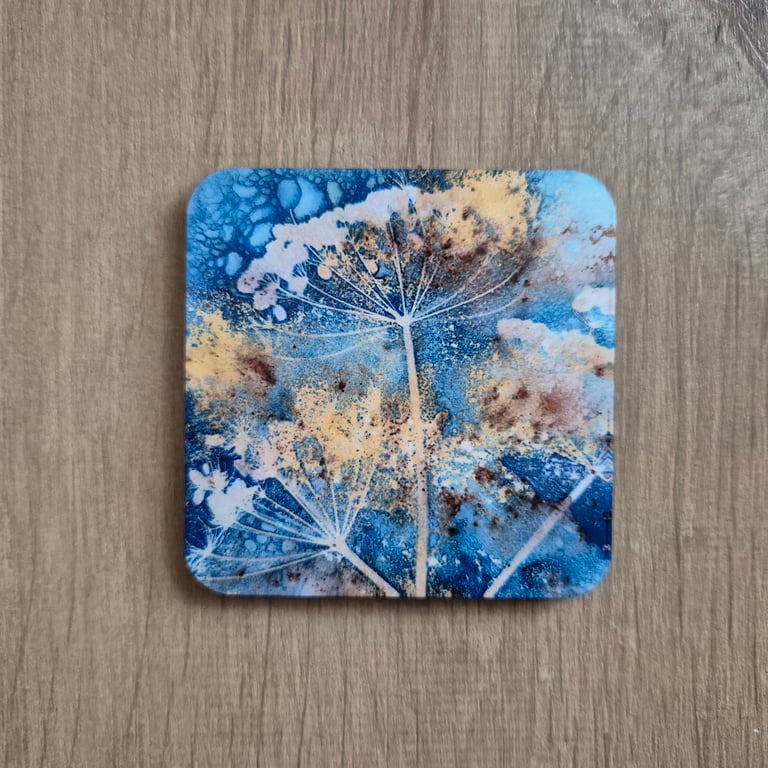 Umbellifer Sculptures Cyanotype Coaster