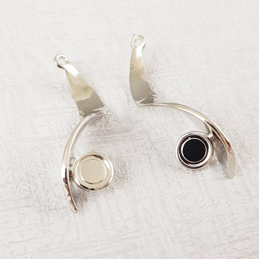 Glue on Earring Setting, Cabochon Setting, Earring Mount, Silver Plated 5