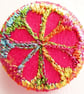 One Inch Badge Fabric Badge with Free Machine Embroidery  - Image 1