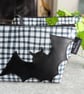 Makeup Bag or Pencil Case. Bat Motif Gingham Oilcloth Pouch Bag - Image 2