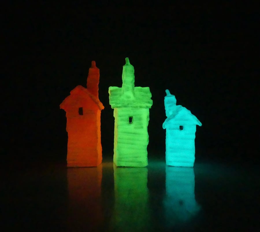 Tiny Glow in the Dark Houses - READY TO SHIP
