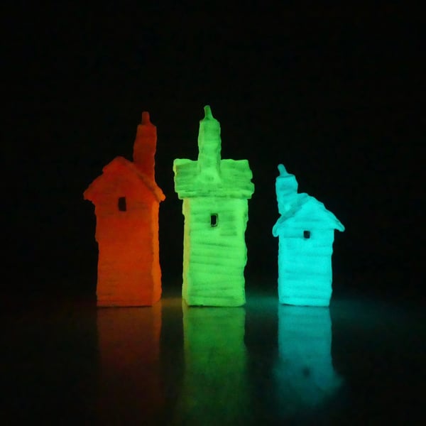 Tiny Glow in the Dark Houses - READY TO SHIP