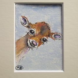 Fawn Deer Original Miniature ACEO painting
