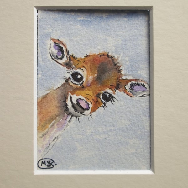 Fawn Deer Original Miniature ACEO painting