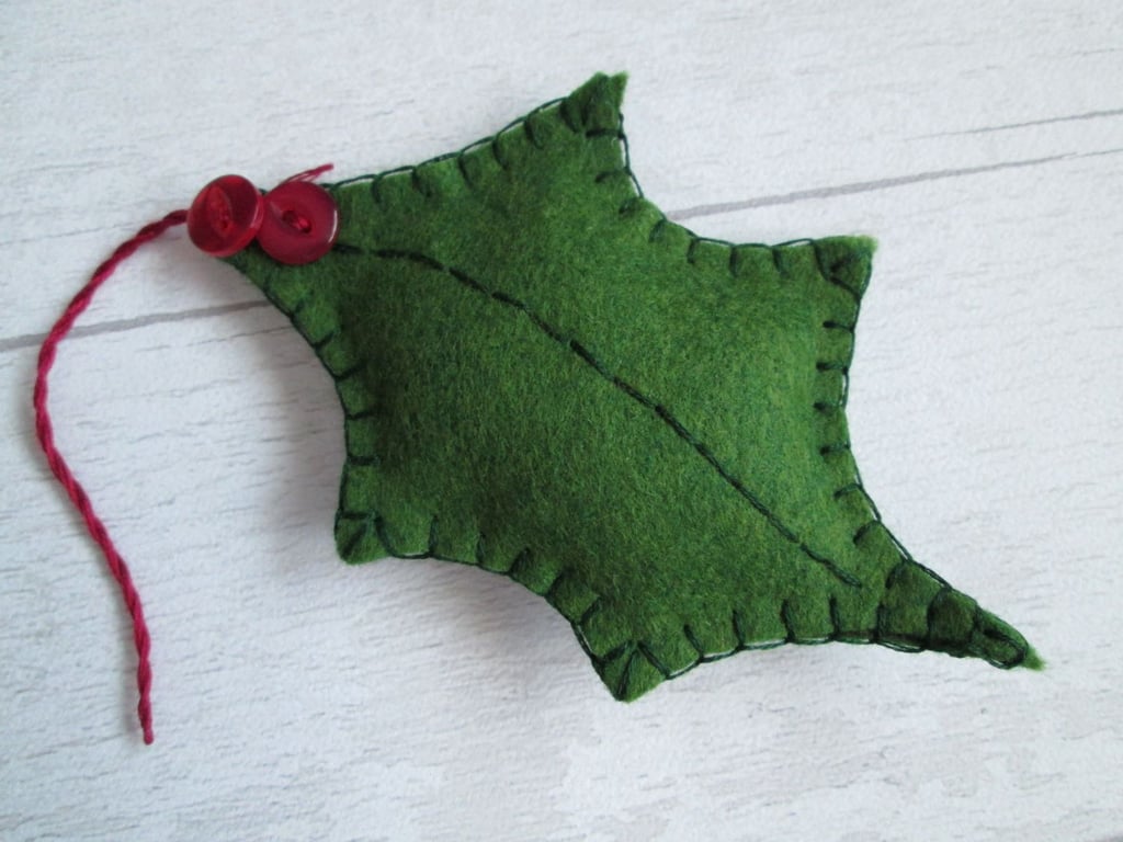 Wool Felt Holly Leaf Tree Decoration