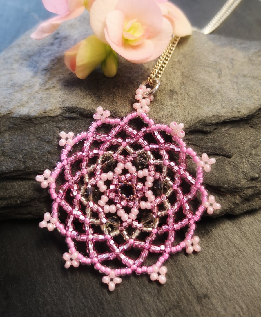 Seconds Sunday - Beadwork Mandala Beadwork Necklace