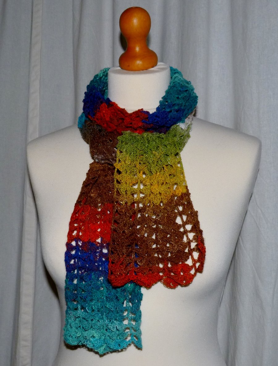 Crochet Scarf in Noro Sekku Laceweight Silk Blend Yarn