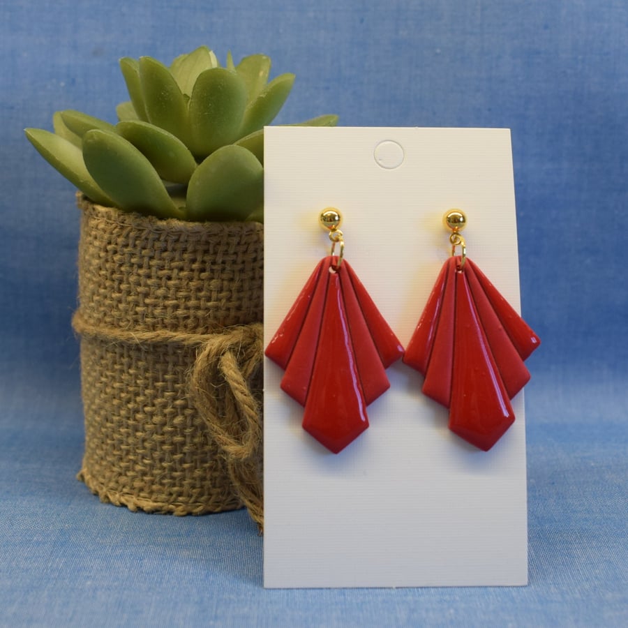 Fan Shaped Art Deco Earrings