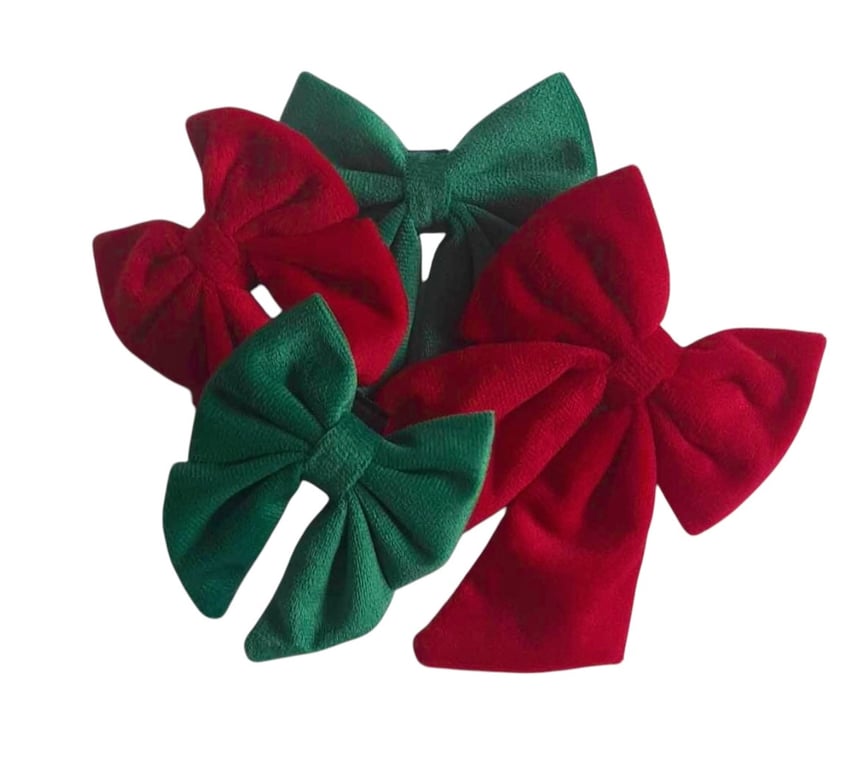Luxury Red & Green Dog Christmas Sailor Bow Tie Small & Large
