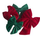 Luxury Red & Green Dog Christmas Sailor Bow Tie Small & Large
