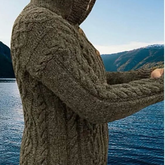 Made To Order Hand Knitted, Aran Shetland Wool, Longer Length Hooded Jacket,