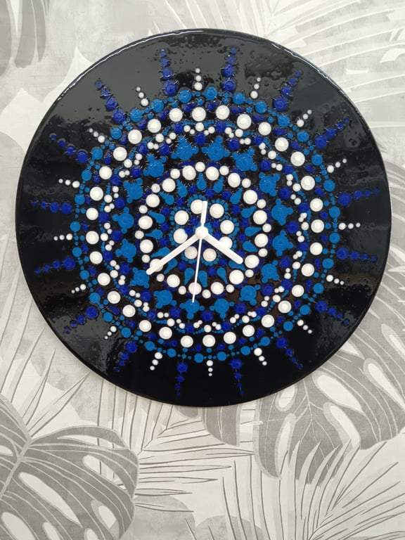 Hand Painted Clock - recycled vinyl record