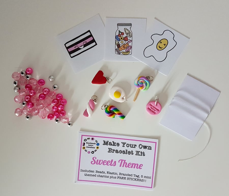 Make your own retro food themed bracelet kit SWEET THEME!