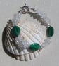 Green Malachite & Clear Quartz Gemstone Beaded Bracelet "Mallow Mist"