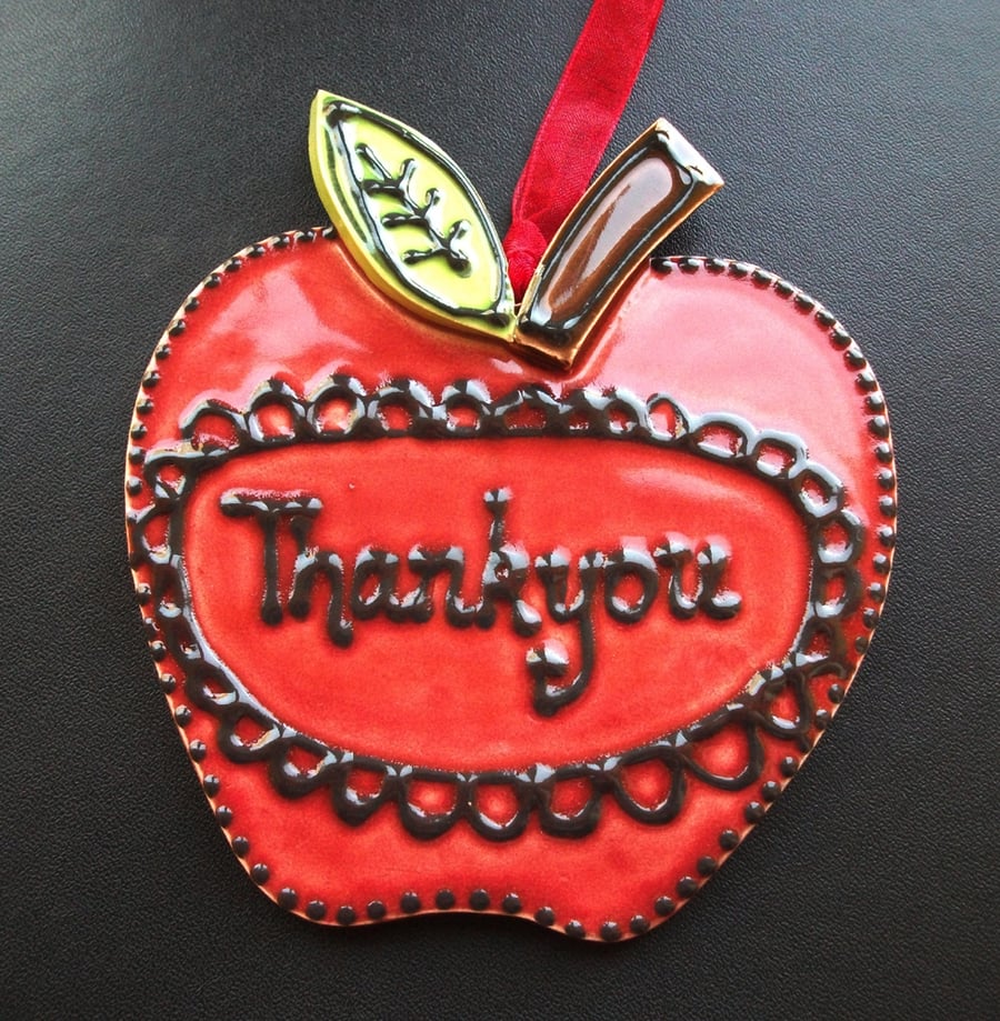 Red Apple ceramic Thankyou decoration