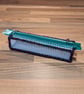 Pencil case - see-through with red, green, navy edge, green zip, yellow charm - Image 3