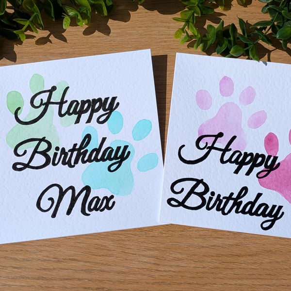 Personalised Dog Birthday Card, Birthday Card for Dog. Hand painted and lettered