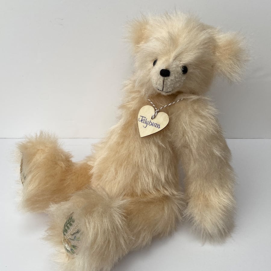 Characterful artist bear, Long pile collectable teddy bear, heirloom gift