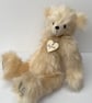 Characterful artist bear, Long pile fur collectable teddy bear with embroidery