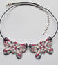 Bubble Pattern Double Butterfly Ceramic Pendant Necklace - Image 2