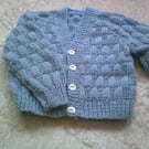Basketweave 20 inch Blue V Neck Cardigan