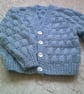 Basketweave 20 inch Blue V Neck Cardigan