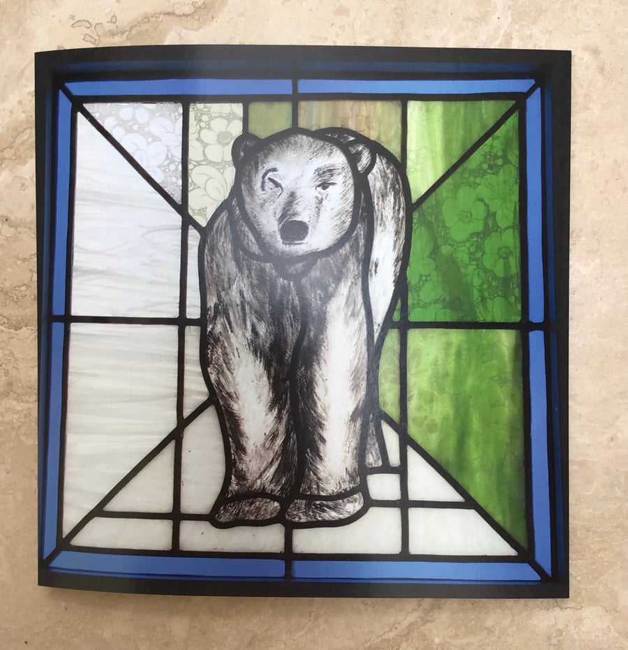 Greetings Card - Stained glass 'Polar Bear in a time of change’       