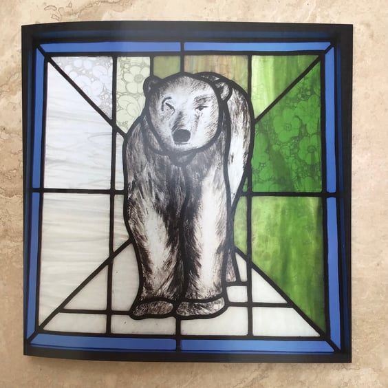 Greetings Card - Stained glass 'Polar Bear in a time of change’       