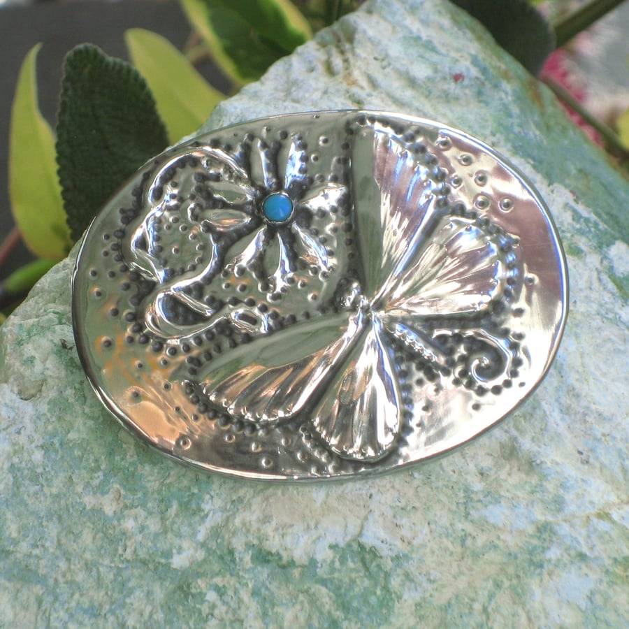 Butterfly Turquoise Brooch
