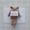 Small Pocket Brown Bear holding Note, I Miss You, Gift
