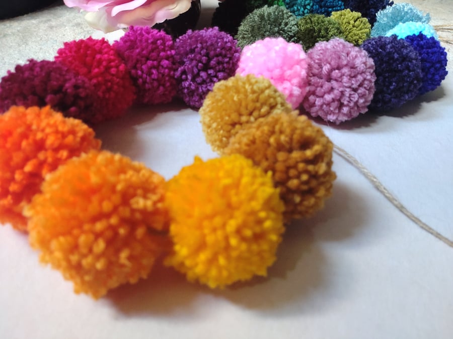 Wool Pompom Garland, Rainbow Colours, Eclectic Bohemian Interiors, Maximalism