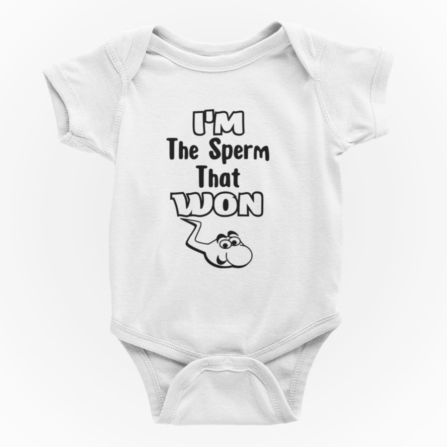 Funny Rude Novelty Shortsleeve Baby Grow I'm The Sperm That Won