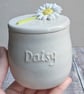 Perfectly imperfect sample- Ceramic lidded pot with sculpted daisy - Image 6
