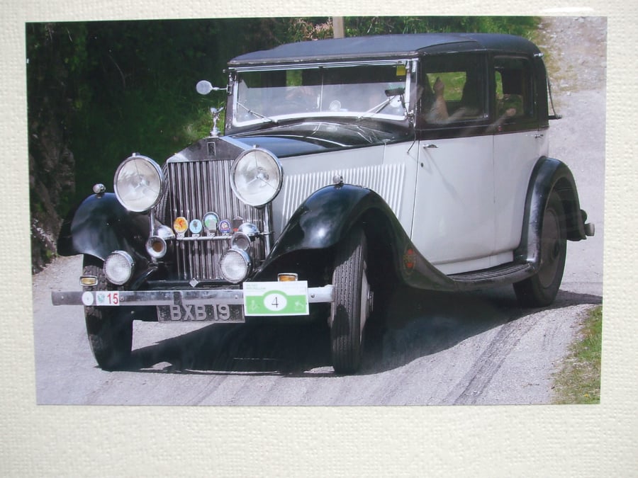 Photographic greetings card of a 1935 Rolls Royce 20-25 Barker S. de V.