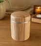 Handcrafted Ash pot with stainless steel threaded lid. 